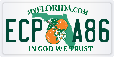 FL license plate ECPA86