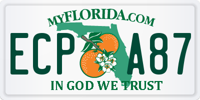 FL license plate ECPA87