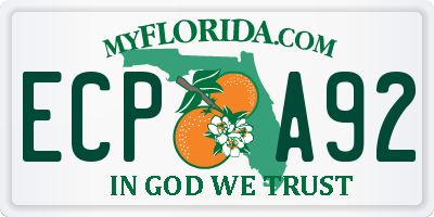 FL license plate ECPA92