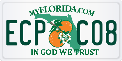 FL license plate ECPC08