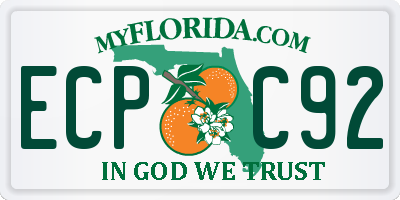 FL license plate ECPC92
