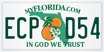 FL license plate ECPD54
