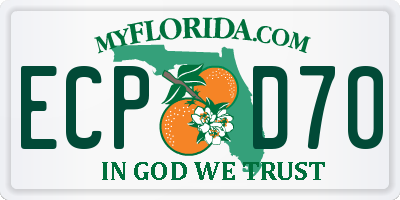 FL license plate ECPD70