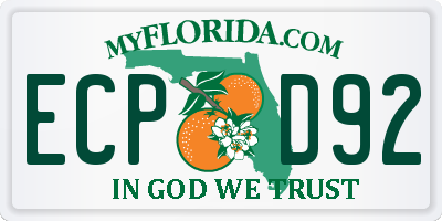 FL license plate ECPD92