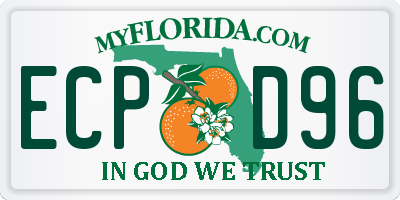 FL license plate ECPD96