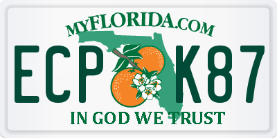 FL license plate ECPK87