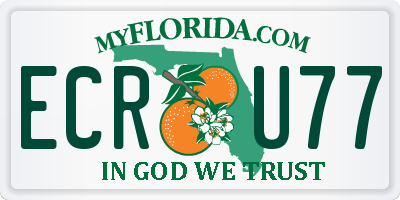 FL license plate ECRU77
