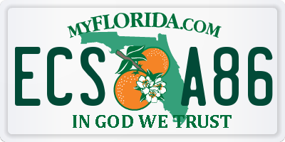 FL license plate ECSA86