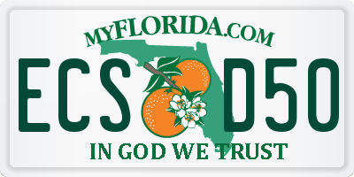 FL license plate ECSD50