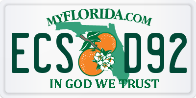 FL license plate ECSD92