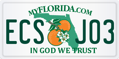 FL license plate ECSJ03