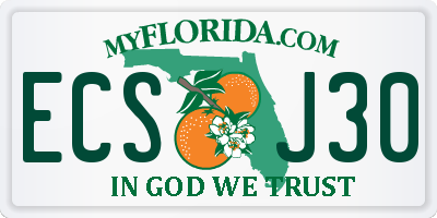 FL license plate ECSJ30