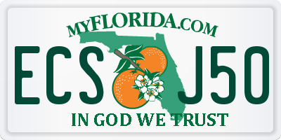 FL license plate ECSJ50