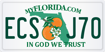 FL license plate ECSJ70