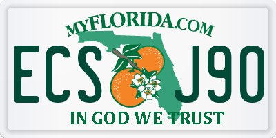FL license plate ECSJ90