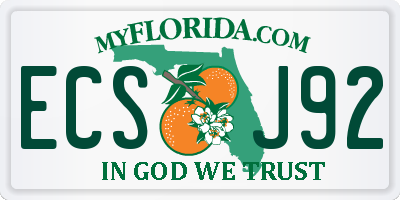 FL license plate ECSJ92