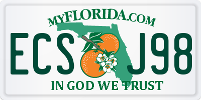 FL license plate ECSJ98