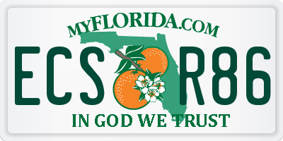 FL license plate ECSR86