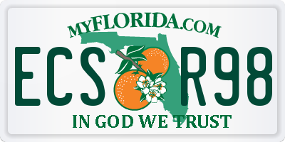 FL license plate ECSR98