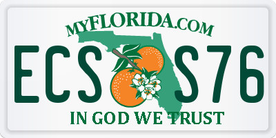 FL license plate ECSS76