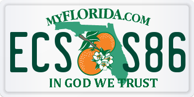 FL license plate ECSS86