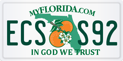 FL license plate ECSS92