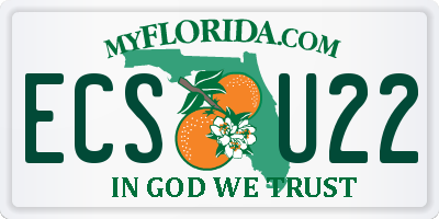 FL license plate ECSU22