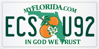 FL license plate ECSU92