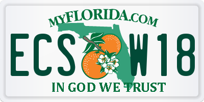 FL license plate ECSW18