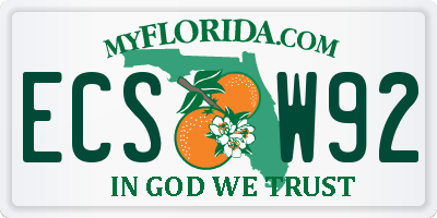 FL license plate ECSW92