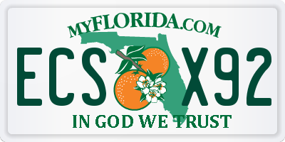 FL license plate ECSX92