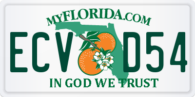 FL license plate ECVD54