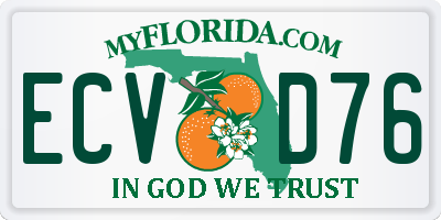 FL license plate ECVD76