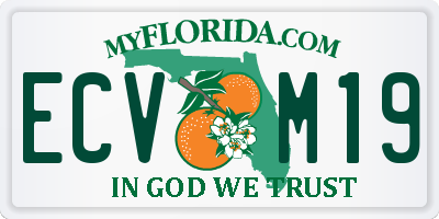 FL license plate ECVM19