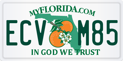 FL license plate ECVM85