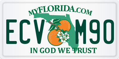 FL license plate ECVM90