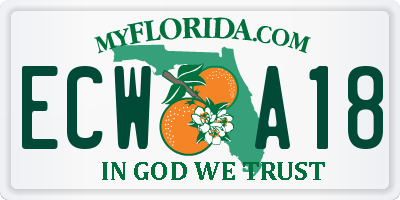 FL license plate ECWA18