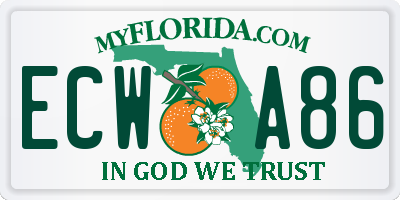 FL license plate ECWA86