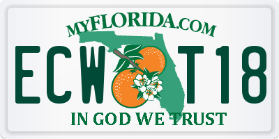 FL license plate ECWT18