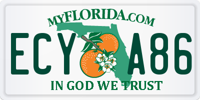 FL license plate ECYA86
