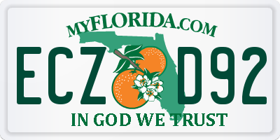 FL license plate ECZD92