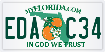 FL license plate EDAC34