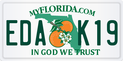 FL license plate EDAK19