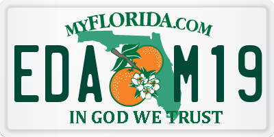 FL license plate EDAM19