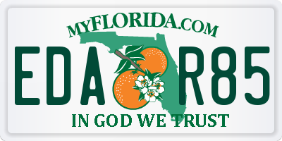 FL license plate EDAR85