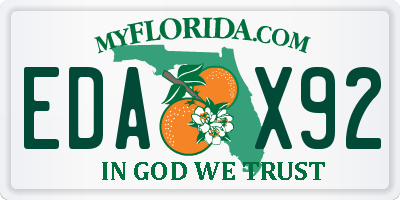 FL license plate EDAX92