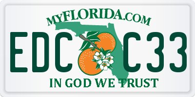 FL license plate EDCC33
