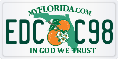FL license plate EDCC98