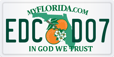 FL license plate EDCD07