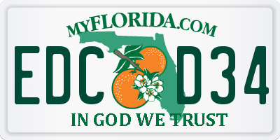 FL license plate EDCD34